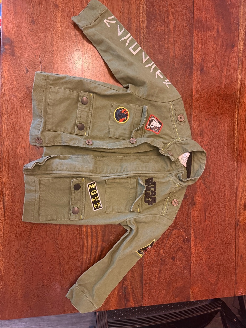 Disney Star Wars Olive Green Patchwork Kids Jean Jacket